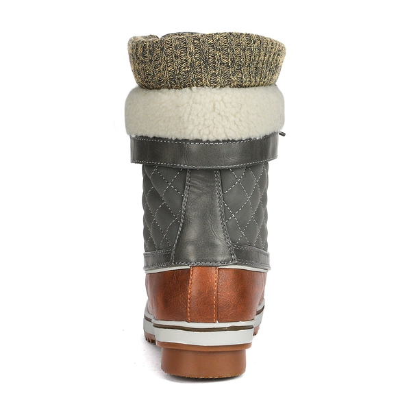 Mid Calf Lace Up Snow Boots - TAN KHAKI - 4